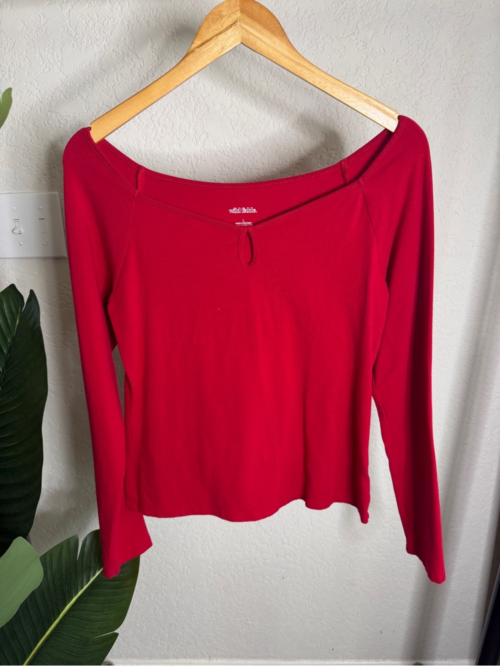 wild fable Red Off-Shoulder Long Sleeve Top
